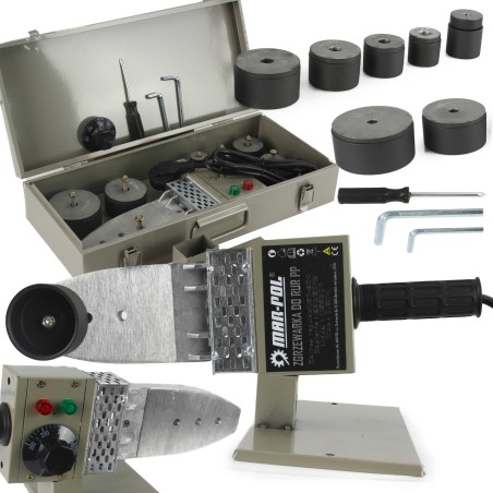 Polifusore per Saldatura di Tubi in PE PP PB | 7 Matrici Ø16-63mm | 1100W | 230V/50Hz | Gamma Temperatura 0-300°C